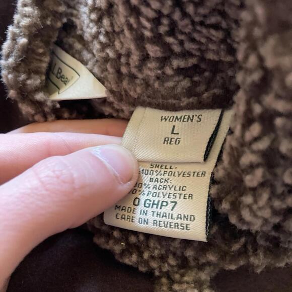 Vintage LL Bean Shearling Jacket Womens Large Brown Sherpa Lined Suede Coat - Picture 6 of 9